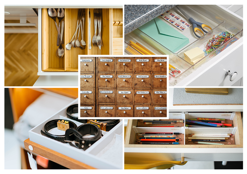 Compartimenter les tiroirs. Chaque catégorie d'objets est placé dans un bac, les affaires ne se mélangent plus entre eux !